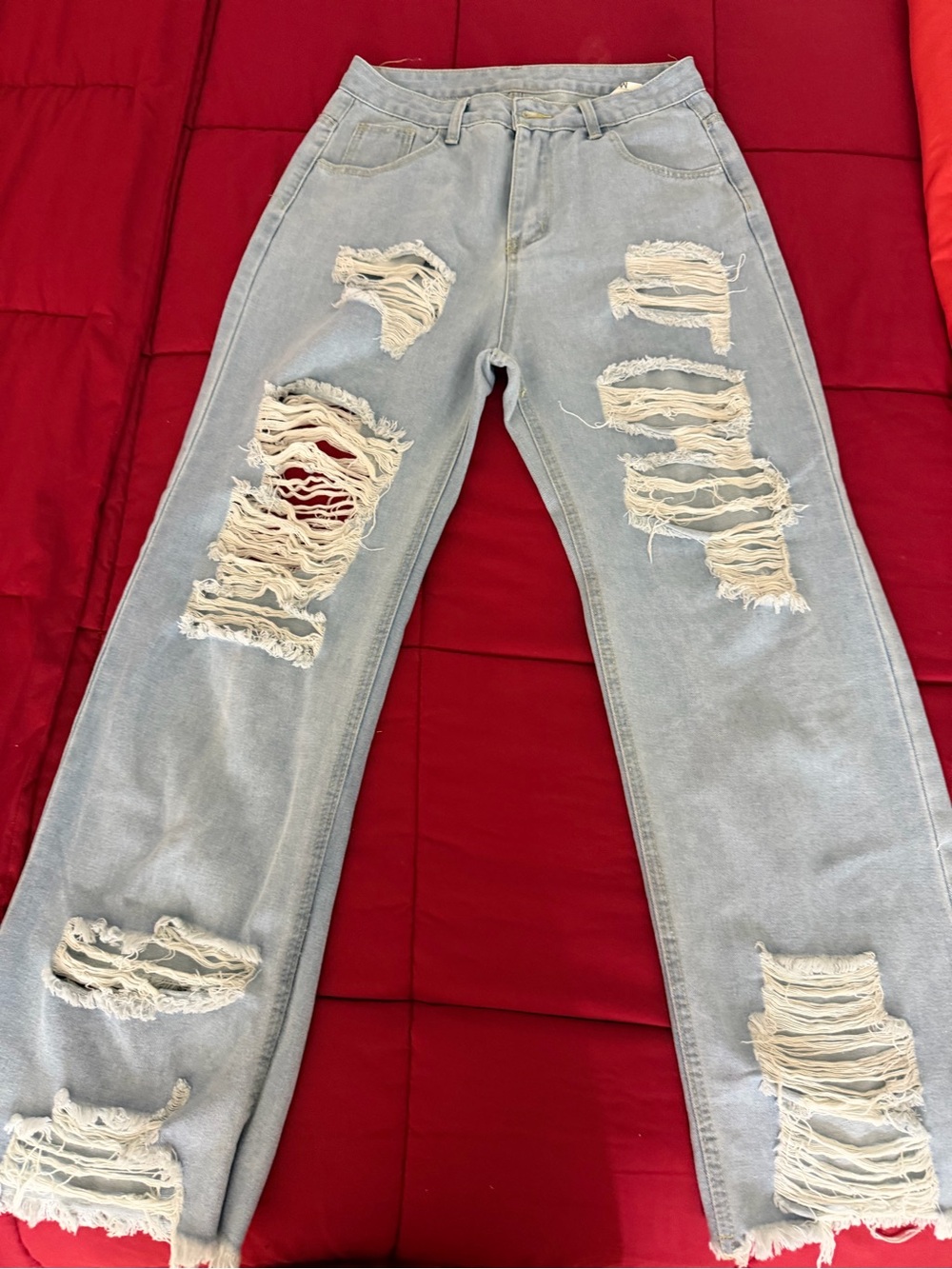 Source Unknown Light Blue Distressed Flare Jeans women size Medium